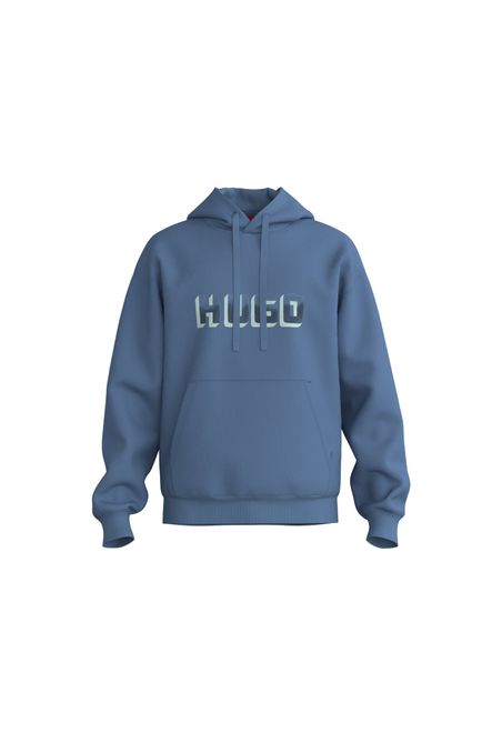 HOODIE CON CAPUCHA RELAXED FIT EN FELPA DE RIZO DE ALGODÓN CON LOGO ESTAMPADO HOMBRE