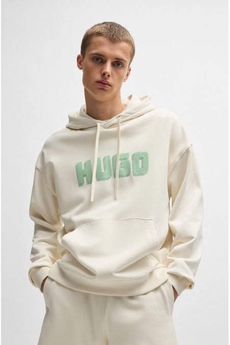 HOODIE CON CAPUCHA RELAXED FIT EN FELPA DE RIZO DE ALGODÓN CON LOGO ESTAMPADO HOMBRE