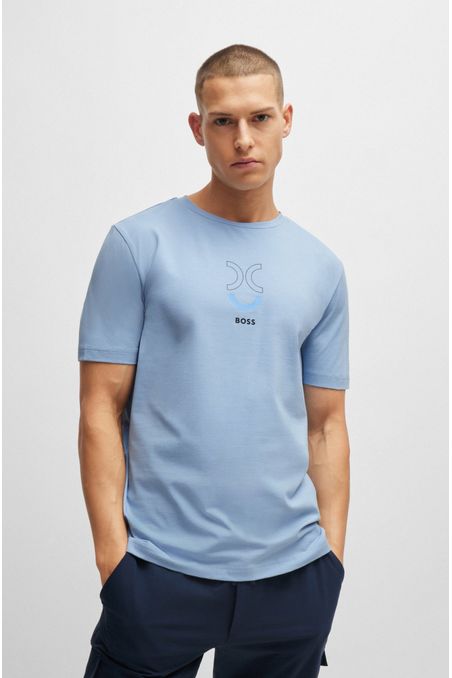 PAQUETE DE DOS CAMISETAS REGULAR FIT DE ALGODÓN ELÁSTICO CON LOGO DE DISEÑO HOMBRE
