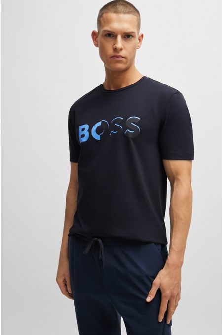 PAQUETE DE DOS CAMISETAS REGULAR FIT DE ALGODÓN ELÁSTICO CON LOGO DE DISEÑO HOMBRE