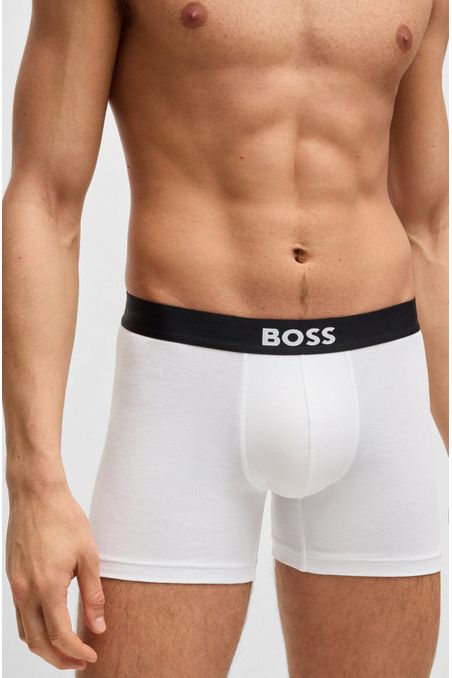 PAQUETE DE TRES BOXER TIRO MEDIO EN ALGODÓN ELÁSTICO CON LOGOS HOMBRE