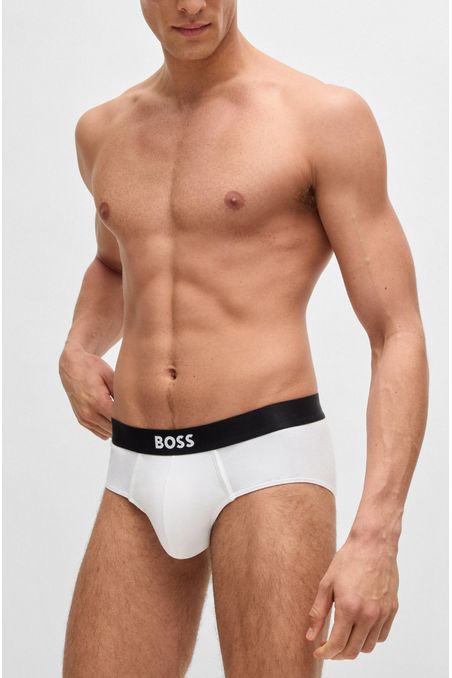 PAQUETE DE TRES CALZONCILLOS CLÁSICOS DE ALGODÓN ELÁSTICO CON LOGO EN LA CINTURA HOMBRE Blanco 50546561100
