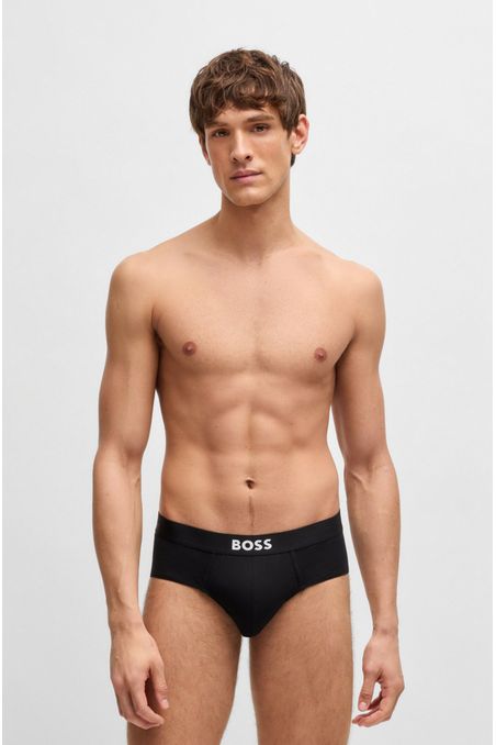 PAQUETE DE TRES CALZONCILLOS CLÁSICOS DE ALGODÓN ELÁSTICO CON LOGO EN LA CINTURA HOMBRE Negro 50546561001