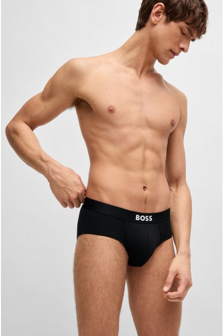 PAQUETE DE TRES CALZONCILLOS CLÁSICOS DE ALGODÓN ELÁSTICO CON LOGO EN LA CINTURA HOMBRE Negro 50546561001