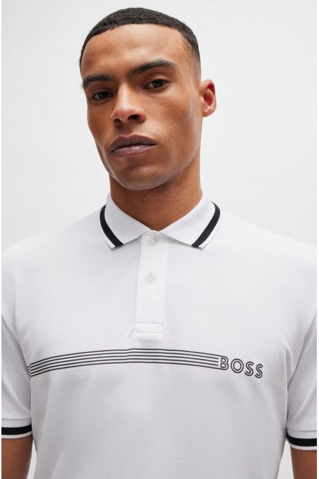 POLO REGULAR FIT DE ALGODÓN CON RAYAS Y LOGO HOMBRE