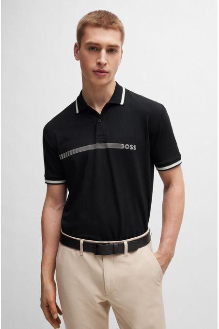 POLO REGULAR FIT DE ALGODÓN CON RAYAS Y LOGO HOMBRE