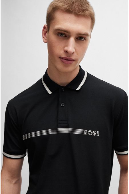 POLO REGULAR FIT DE ALGODÓN CON RAYAS Y LOGO HOMBRE