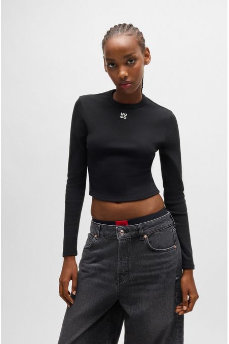 TOP SLIM FIT DE ALGODÓN CON LOGO APILADO MUJER