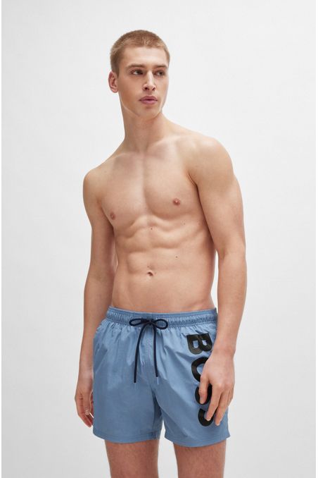 PANTALONETAS DE BAÑO CON FORRO INTEGRAL Y LOGO ESTAMPADO HOMBRE