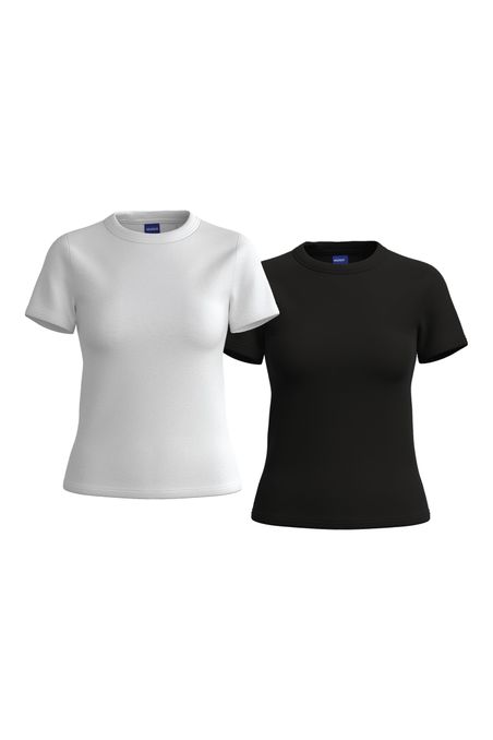 PAQUETE DE DOS CAMISETAS TOPS DE ALGODÓN ELÁSTICO