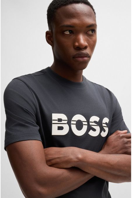CAMISETA REGULAR FIT DE TEJIDO PIQUÉ DE ALGODÓN CON LOGO DE DISEÑO HOMBRE