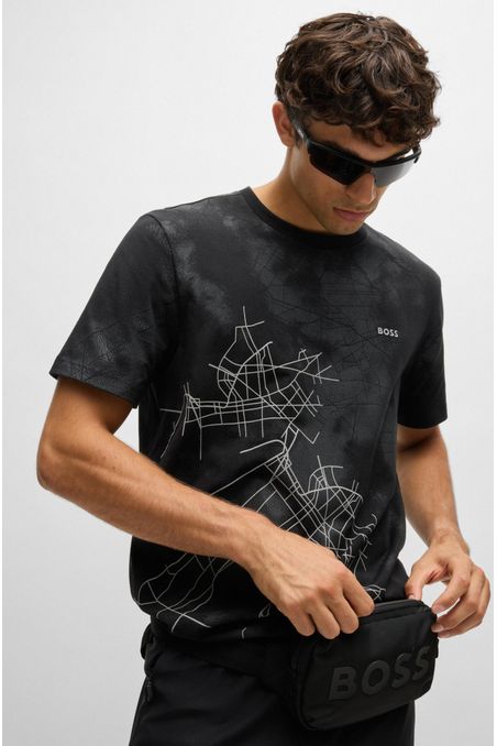 CAMISETA RELAXED FIT DE ALGODÓN CON ESTAMPADO REFLECTANTE HOMBRE
