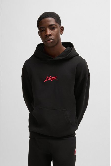 HOODIE CON CAPUCHA RELAXED FIT EN ALGODÓN PERCHADO CON LOGOS ESTAMPADOS HOMBRE
