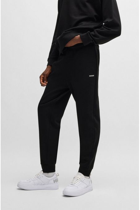 PANTALONES DE SUDADERA REGULAR FIT EN ALGODÓN PERCHADO CON LOGO ESTAMPADO HOMBRE