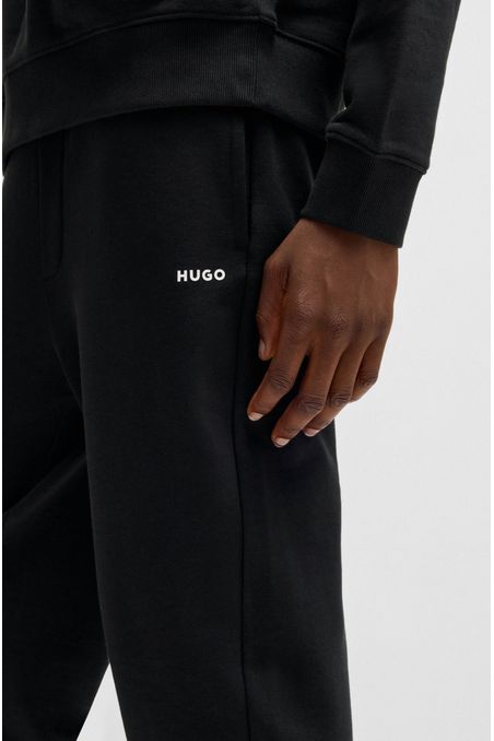 PANTALONES DE SUDADERA REGULAR FIT EN ALGODÓN PERCHADO CON LOGO ESTAMPADO HOMBRE