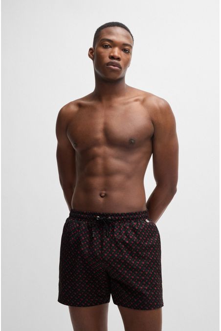 PANTALONETAS DE BAÑO DE SECADO RÁPIDO CON FORRO INTEGRAL Y ESTAMPADO DE MONOGRAMAS HOMBRE