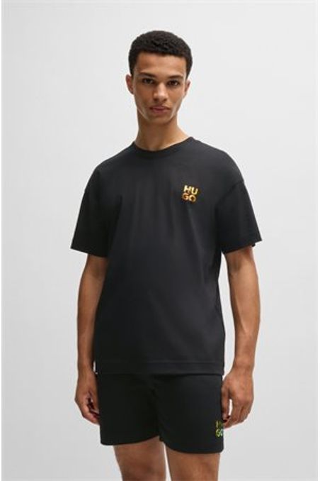 SET DE PIJAMA CORTA DE ALGODÓN INTERLOCK CON ESTAMPADO EN EL LOGO HOMBRE