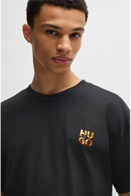 SET DE PIJAMA CORTA DE ALGODÓN INTERLOCK CON ESTAMPADO EN EL LOGO HOMBRE