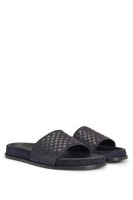 SANDALIAS CON TIRA SUPERIOR EN MEZCLA TEJIDA DE CUERO HOMBRE