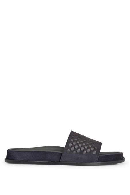 SANDALIAS CON TIRA SUPERIOR EN MEZCLA TEJIDA DE CUERO HOMBRE