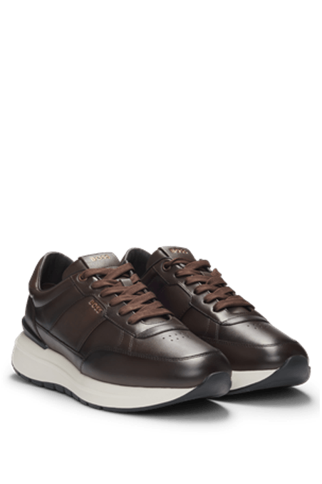 TENIS DE CUERO 100% AUTÉNTICA CON BORDE ACOLCHADO Y CORDONES HOMBRE