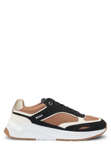 TENIS EN MEZCLA DE MATERIALES CON ANTE Y MALLA MUJER