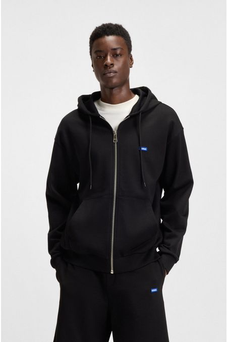 HOODIE REGULAR FIT CON CAPUCHA Y CREMALLERA EN FELPA DE ALGODÓN CON LOGO HOMBRE