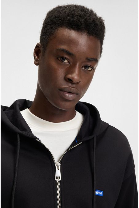 HOODIE REGULAR FIT CON CAPUCHA Y CREMALLERA EN FELPA DE ALGODÓN CON LOGO HOMBRE