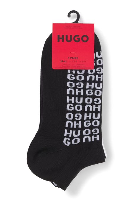 PAQUETE DE TRES PARES DE CALCETINES TOBILLEROS CON LOGOS EN CONTRASTE MUJER Negro 50537682001