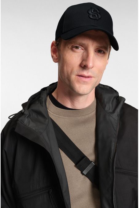 Gorra de sarga de algodón con monograma Double B bordado