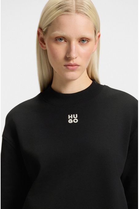 HOODIE RELAXED FIT DE FELPA DE ALGODÓN CON BORDADO DE LOGO MUJER