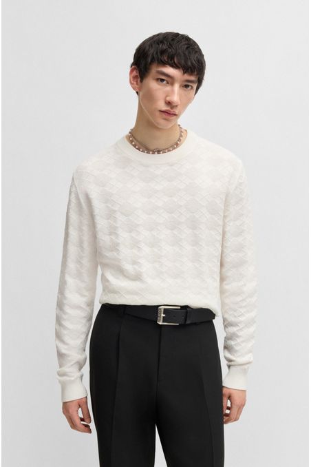 SACO RELAXED FIT DE ALGODÓN CON DISEÑO ROMBOIDAL TONAL HOMBRE