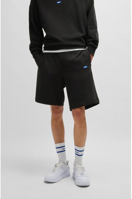SHORTS REGULAR FIT CON CORDÓN DE FELPA DE ALGODÓN MERCERIZADO CON ETIQUETA CON LOGO HOMBRE