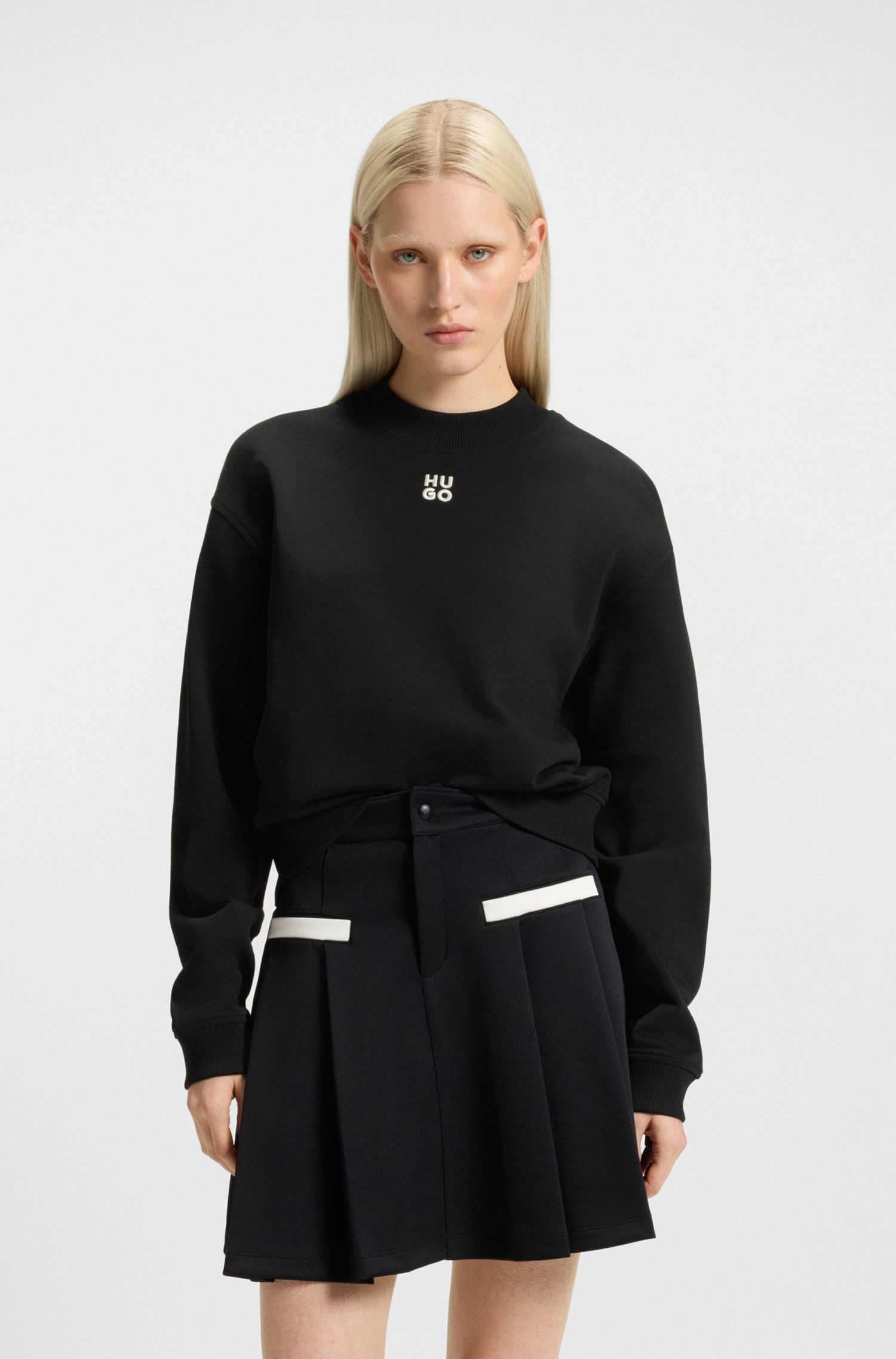 HOODIE RELAXED FIT DE FELPA DE ALGODÓN CON BORDADO DE LOGO MUJER