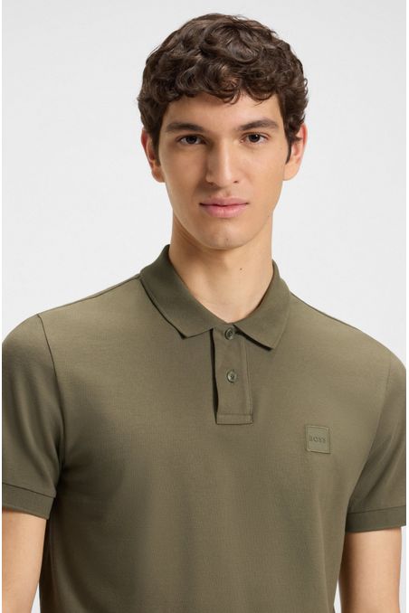 POLO SLIM FIT DE ALGODÓN ELÁSTICO CON PARCHE DE LOGO POLO SLIM FIT HOMBRE