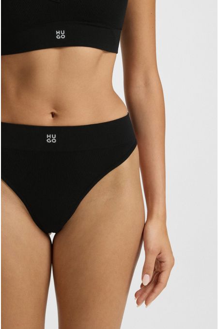 TANGA DE MEZCLA DE MODAL SIN COSTURAS EN JACQUARD DE CANALÉ CALZONCILLOS MUJER Negro 50545746001