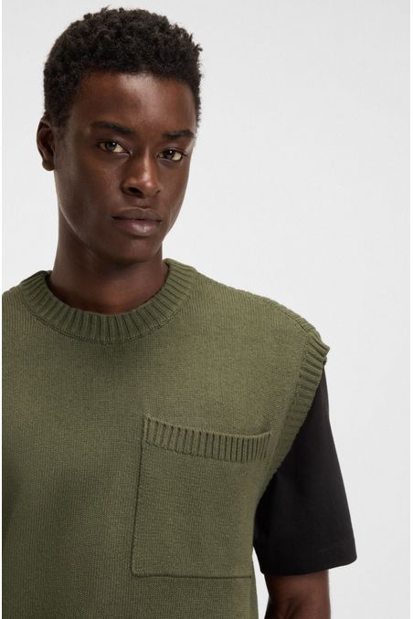 BUZO DE PUNTO RELAXED FIT CON BOLSILLO EN EL PECHO SUETÉR RELAXED FIT HOMBRE