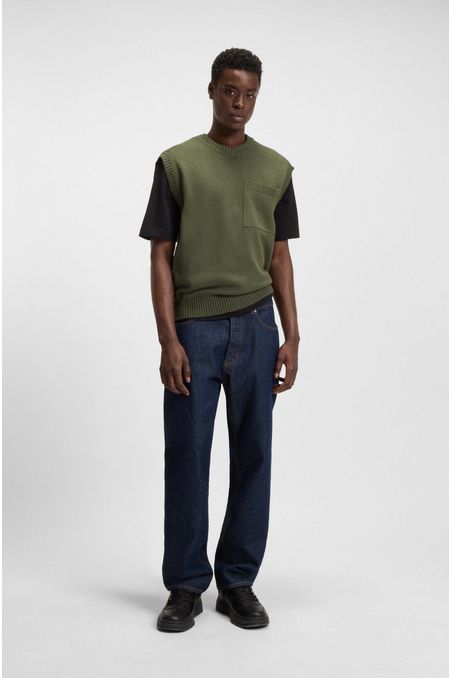 BUZO DE PUNTO RELAXED FIT CON BOLSILLO EN EL PECHO SUETÉR RELAXED FIT HOMBRE