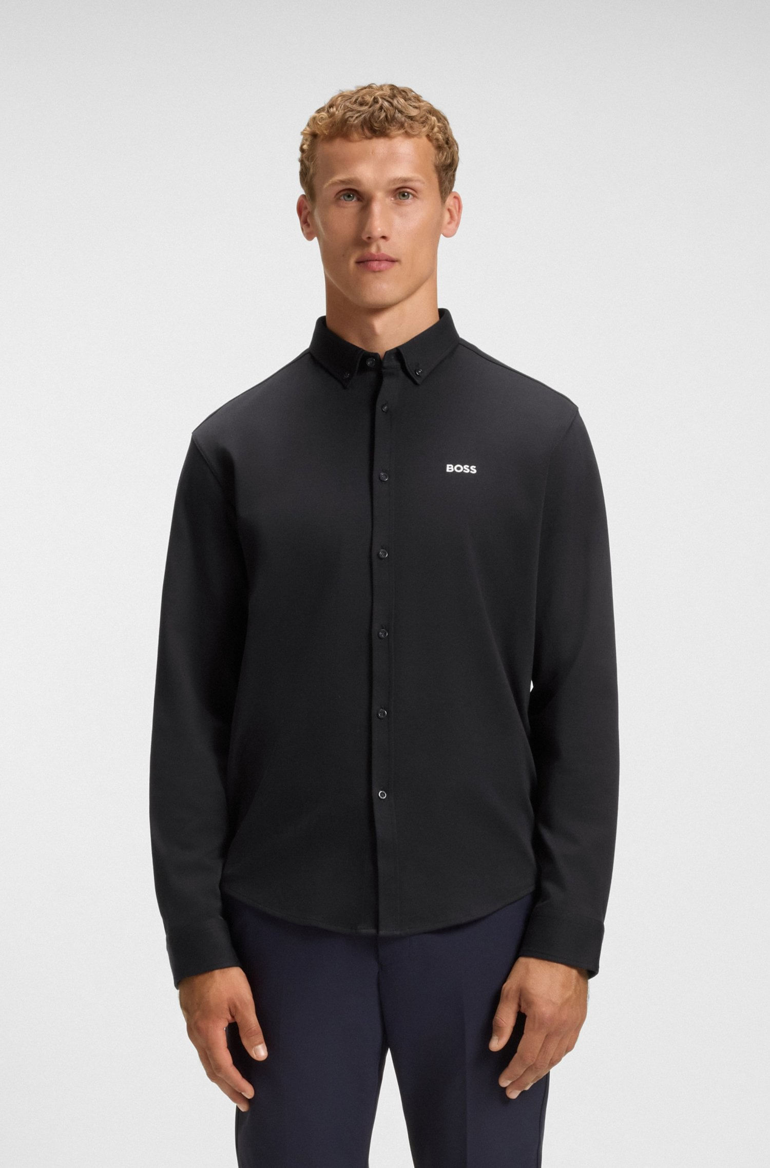 CAMISA REGULAR FIT EN PUNTO DINÁMICO DE ALGODÓN CAMISA REGULAR FIT HOMBRE