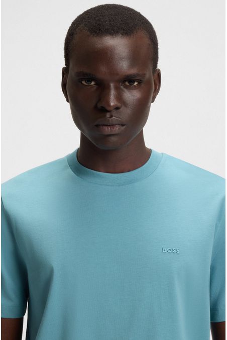 CAMISETA DE PUNTO DE ALGODÓN CON DETALLE DE LOGO PLAYERA REGULAR FIT HOMBRE