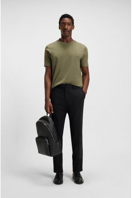 CAMISETA DE PUNTO DE ALGODÓN CON DETALLE DE LOGO PLAYERA REGULAR FIT HOMBRE