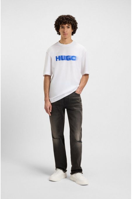 CAMISETA PARA TODOS LOS GÉNEROS CON LOGO ESTAMPADO DIFUMINADO PLAYERA REGULAR FIT HOMBRE