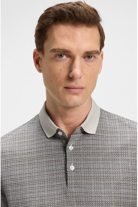 POLO DE ALGODÓN MERCERIZADO CON DISEÑO DE CUADRÍCULA POLO REGULAR FIT HOMBRE
