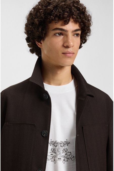 CAMISETA DE PUNTO DE ALGODÓN CON LOGOS DE ESTILO UNIVERSITARIO PLAYERA OVERSIZE FIT HOMBRE