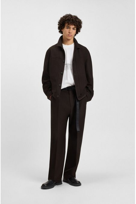 CAMISETA DE PUNTO DE ALGODÓN CON LOGOS DE ESTILO UNIVERSITARIO PLAYERA OVERSIZE FIT HOMBRE