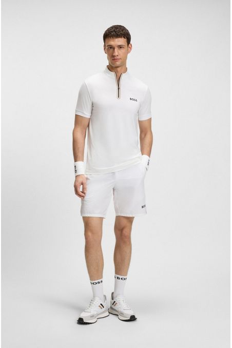 CAMISETA DEPORTIVA CON CREMALLERA EN EL CUELLO EN PUNTO DE MALLA ELÁSTICA PLAYERA SLIM FIT HOMBRE