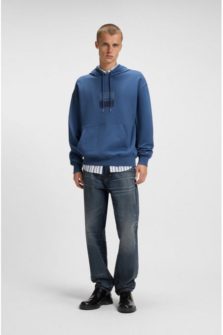 SUDADERA CON CAPUCHA RELAXED FIT DE FELPA DE ALGODÓN CON LOGO EN DOS PARTES SUDADERA RELAXED FIT HOMBRE