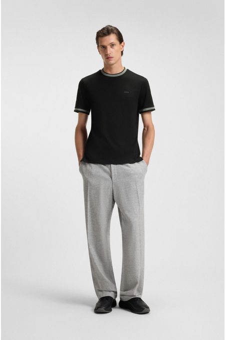 CAMISETA SLIM FIT DE ALGODÓN MERCERIZADO CON RIBETES EN CONTRASTE PLAYERA SLIM FIT HOMBRE