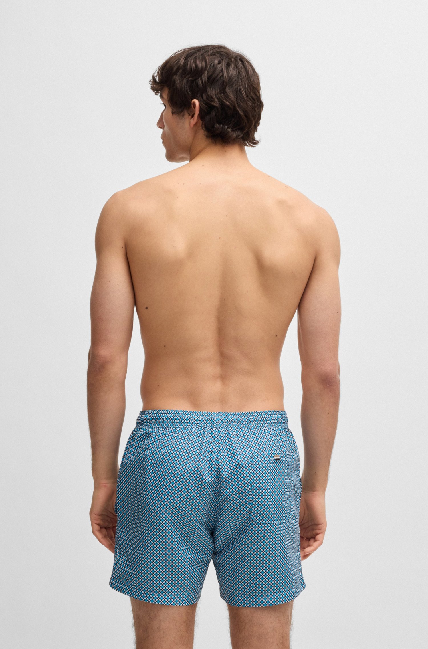PANTALONETAS DE BAÑO CON ESTAMPADO E INSIGNIA DE LOGO TRAJE DE BAÑO HOMBRE