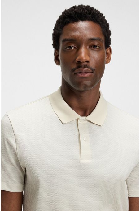 POLO DE ALGODÓN MERCERIZADO CON JACQUARD GEOMÉTRICO POLO REGULAR FIT HOMBRE